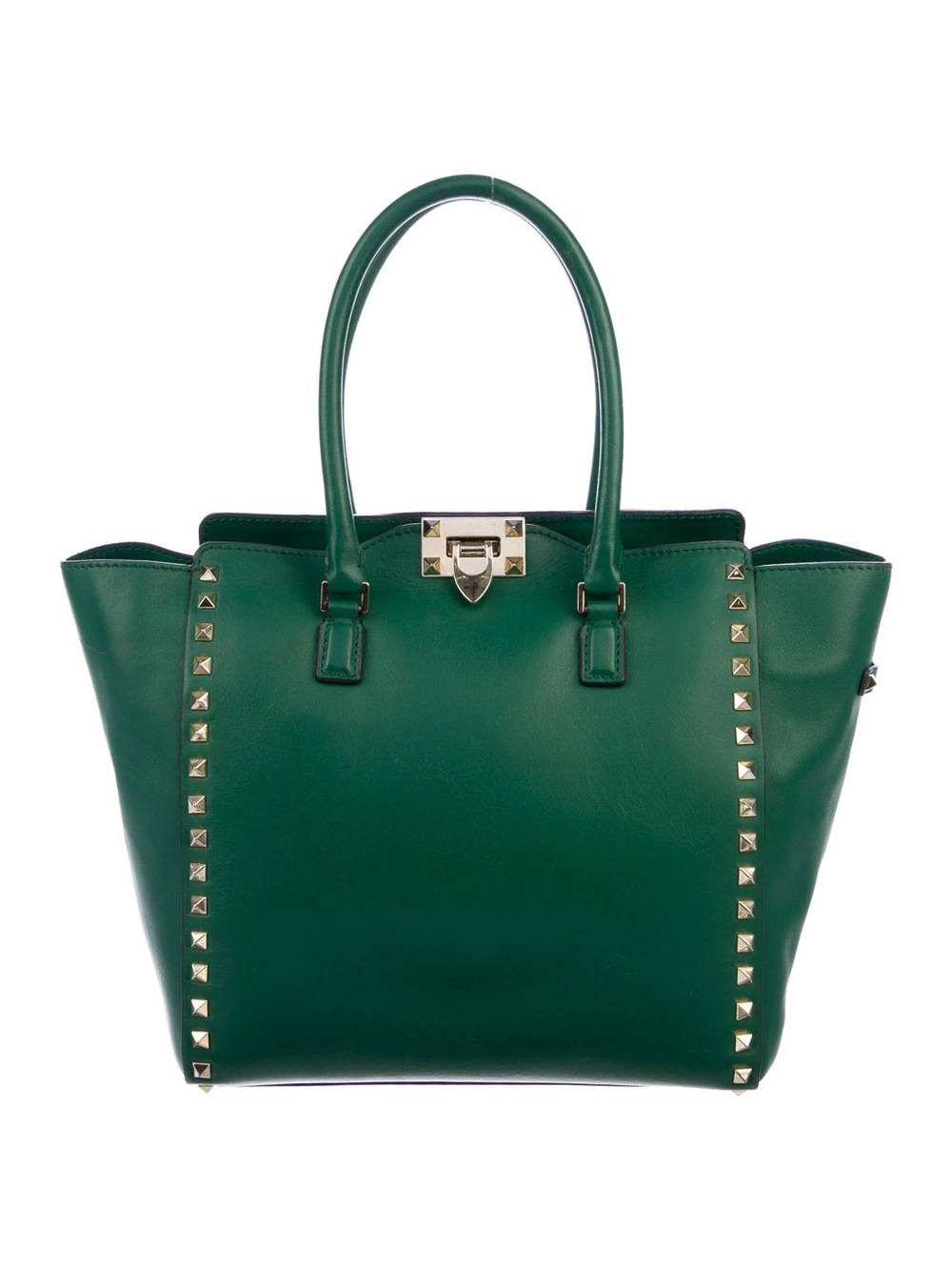 Valentino Garavani Rockstud Tote – Emerald Green Leather